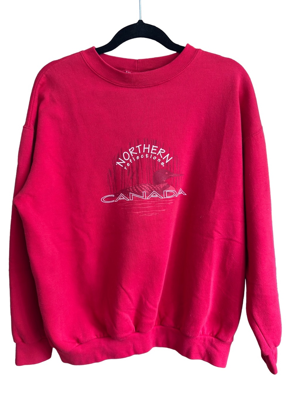 Vintage Northern Reflections Canada Loon Graphic Sweatshirt Red 90s